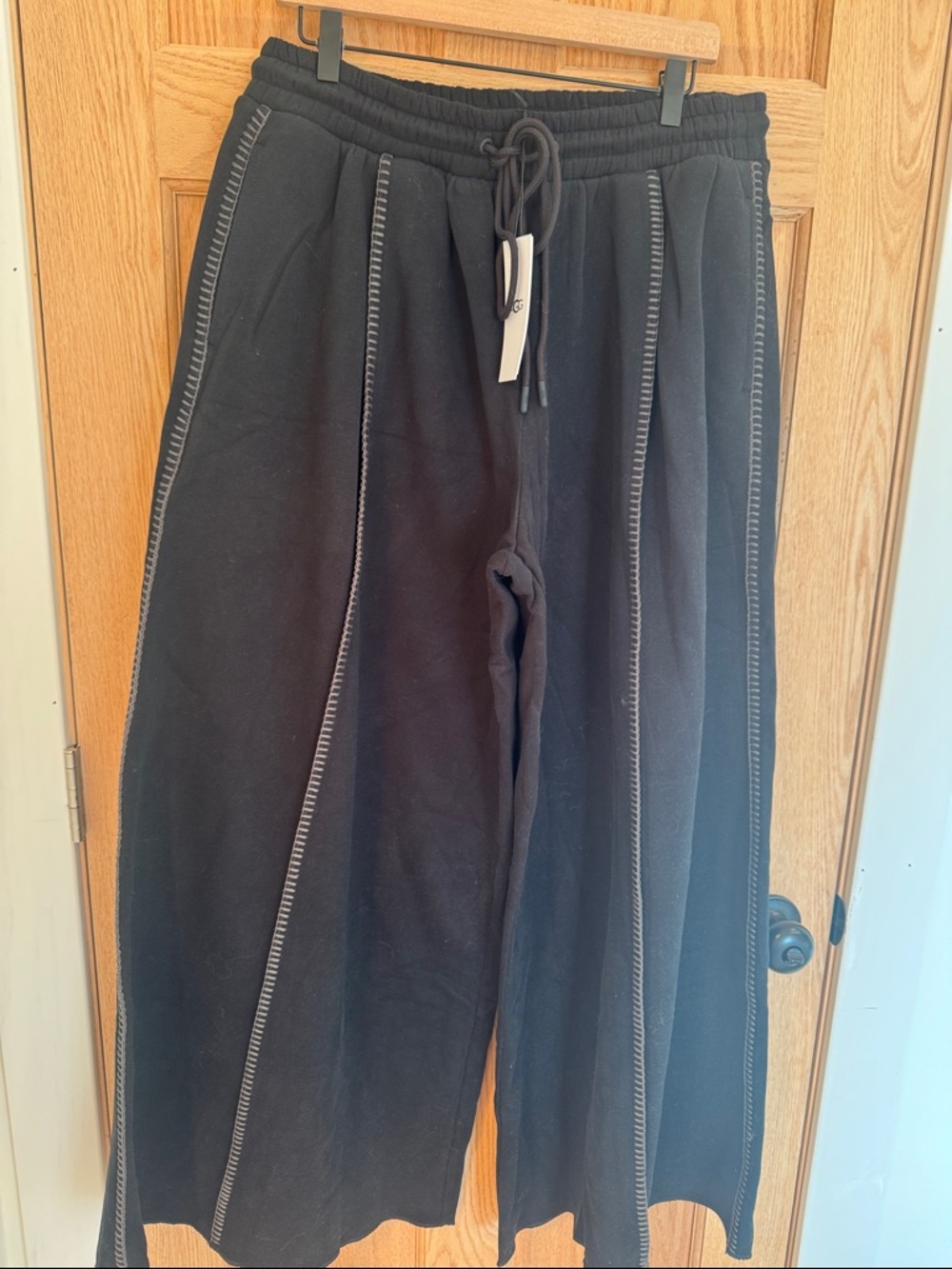 UGG Black Wide-Leg Joggers with Contrast Stitching